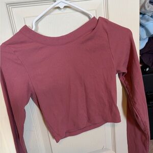 PINK Victoria's Secret Ribbed Long Sleeve Top - Mauve Pink